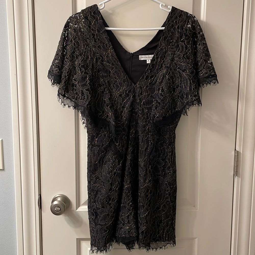 Dress the Population Black and Gold Lace Romper Size Medium